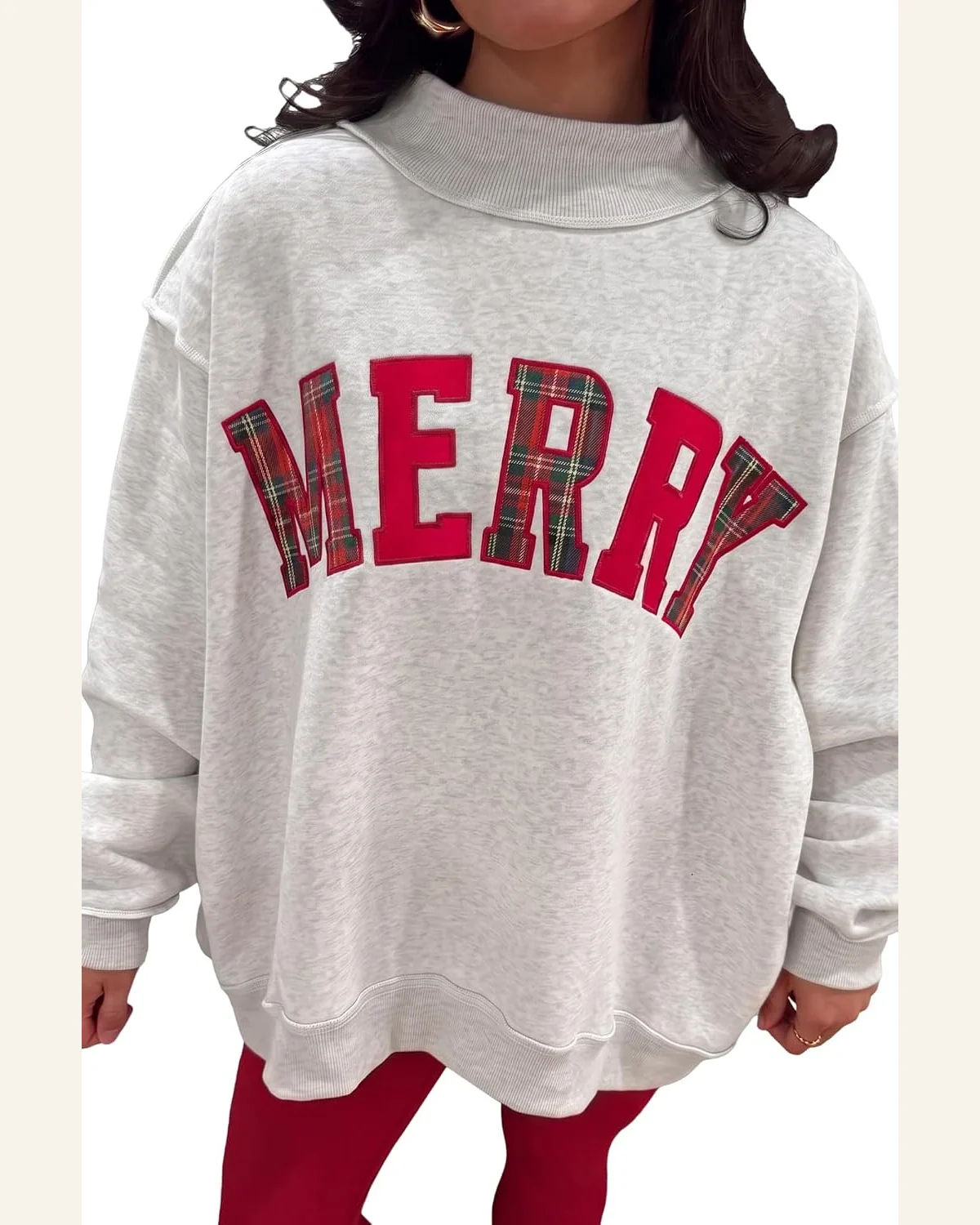MERRY Embroidered Letter Pullover Sweatshirt by SELINK