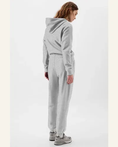 Casual Light Grey Fleece Lined Pants Drawstring Elastic, view 4