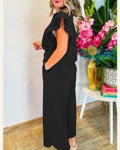 Two Piece Sets Summer Outfits Ruffle Cap Sleeve, view 3