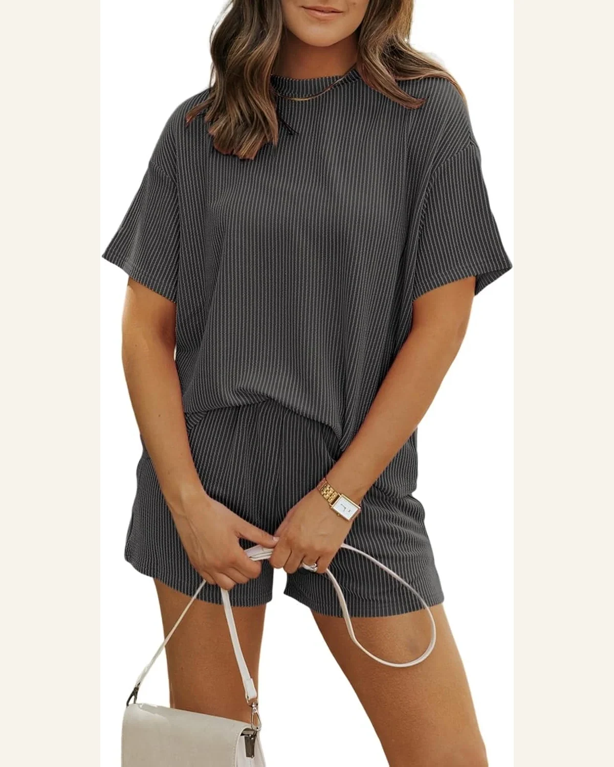 Casual Carbon Grey Ribbed Textured Knit Loose Fit Top by SELINK