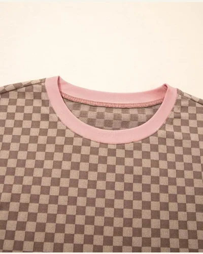 Checkerboard 2 Piece Sets Casual Long Sleeve Pullover, view 4