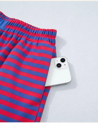 2 Piece Shorts Set Striped Ribbed Summer Outfits, view 4