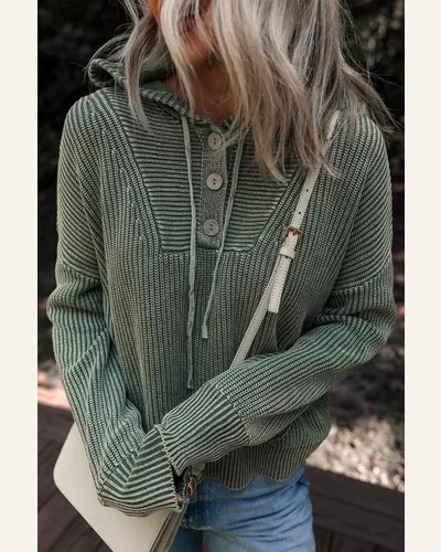 Casual Mist Green Mineral Wash Ribbed Knit Pullover, view 2