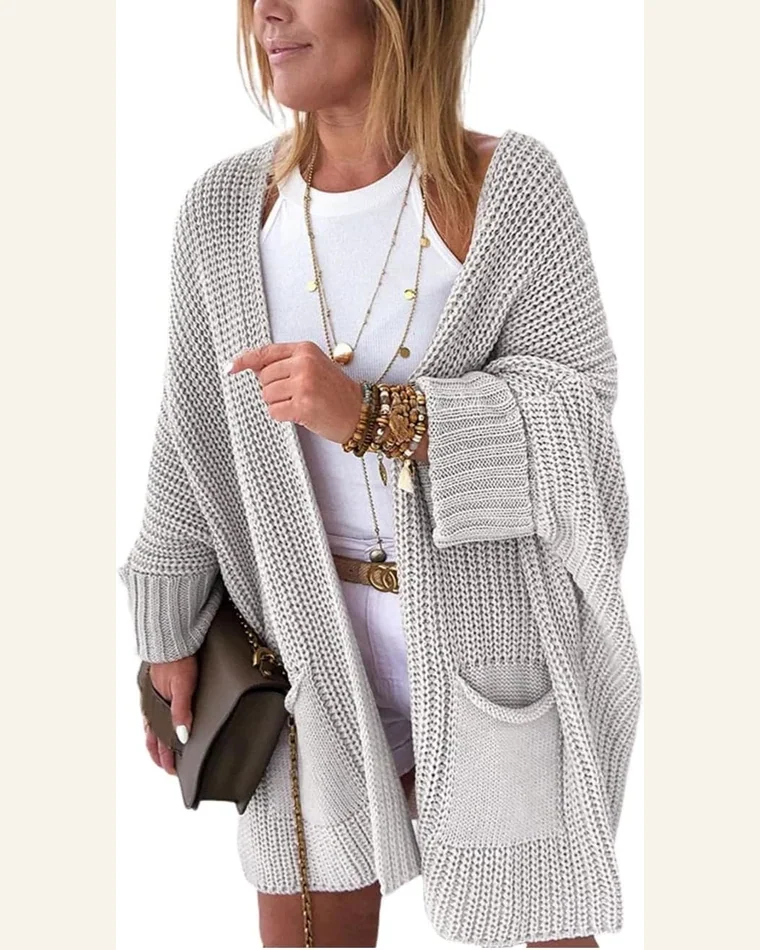 Cardigan Sweater Casual Oversized Fold Over Sleeve Open by SELINK