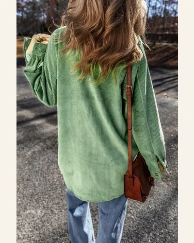 Shacket Jacket Basic Mist Green Patched Pocket Button, view 2