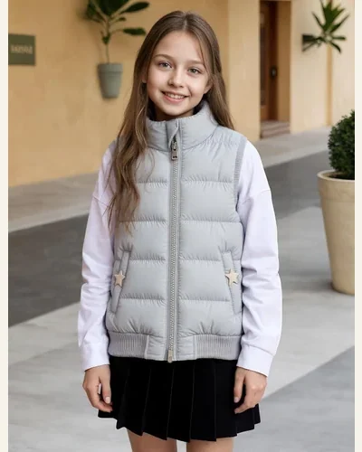 Girls Winter Puffer Vest Zipper Kids Lightweight Sleeveless, view 3