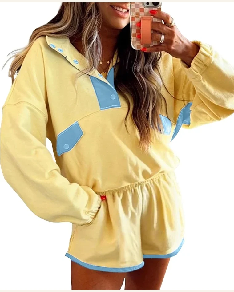 Colorblock 2 Piece Set Long Sleeve Sweatshirts by SELINK