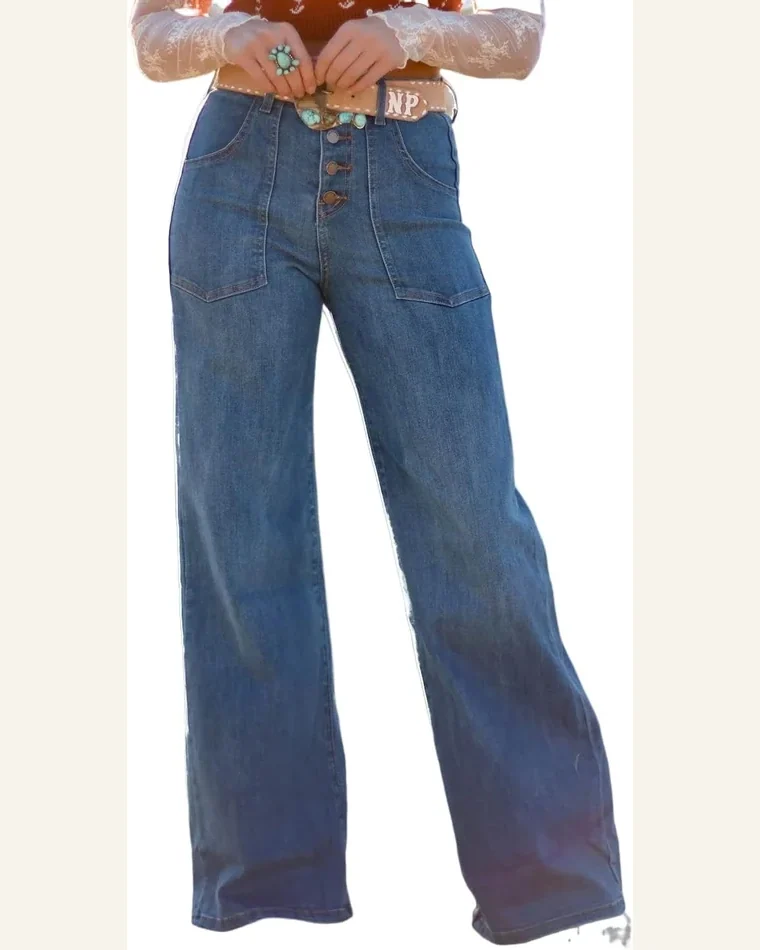 Casual High Waisted Jeans Wide Leg Daily Jeans by SELINK