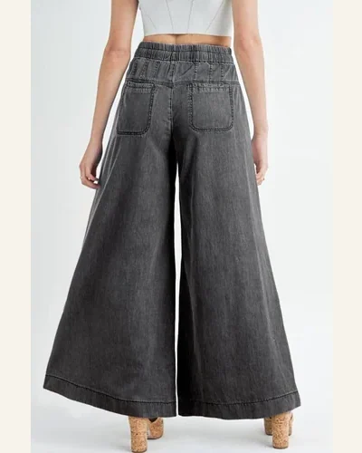 Casual Dusk Mineral Wash Button Jeans Drawstring Elastic, view 2