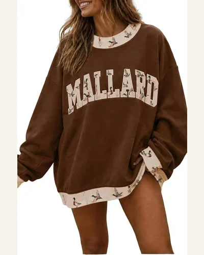 Casual Western Graphic Baggy Pullover Sweatshirt, view 1