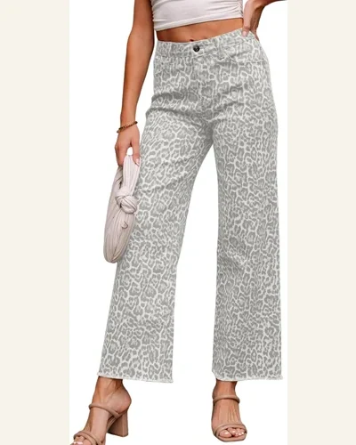 Wide Leg Jeans High Waisted Frayed Ankle Length, view 4