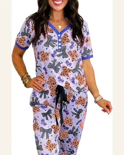 Pajamas Sets Funny Halloween Button Down Short Sleeve, view 1