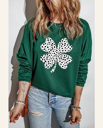 St Patricks Day Sweatshirt Lucky Shamrock Long Sleeve, view 4
