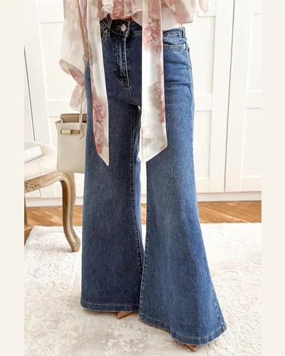 Casual High Waisted Jeans Dirty Blue Button Daily, view 3