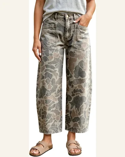 Camouflage Denim Pant Casual Ankle Length Jeans Multicolour, view 4