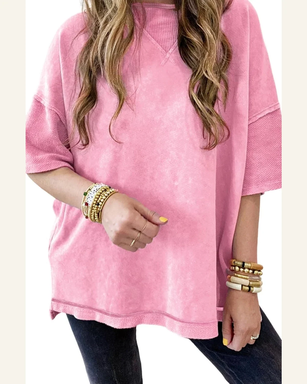 Short Sleeve T Shirt Casual Strawberry Pink Mineral by SELINK
