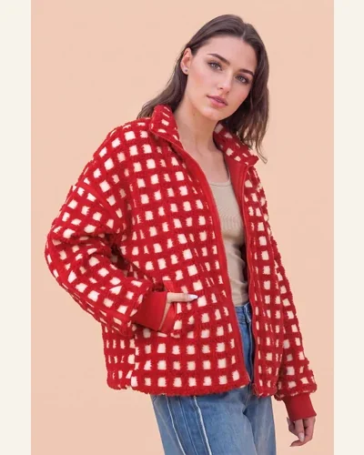 Casual Plaid Zip Up Long Sleeve Warm Coat, view 3