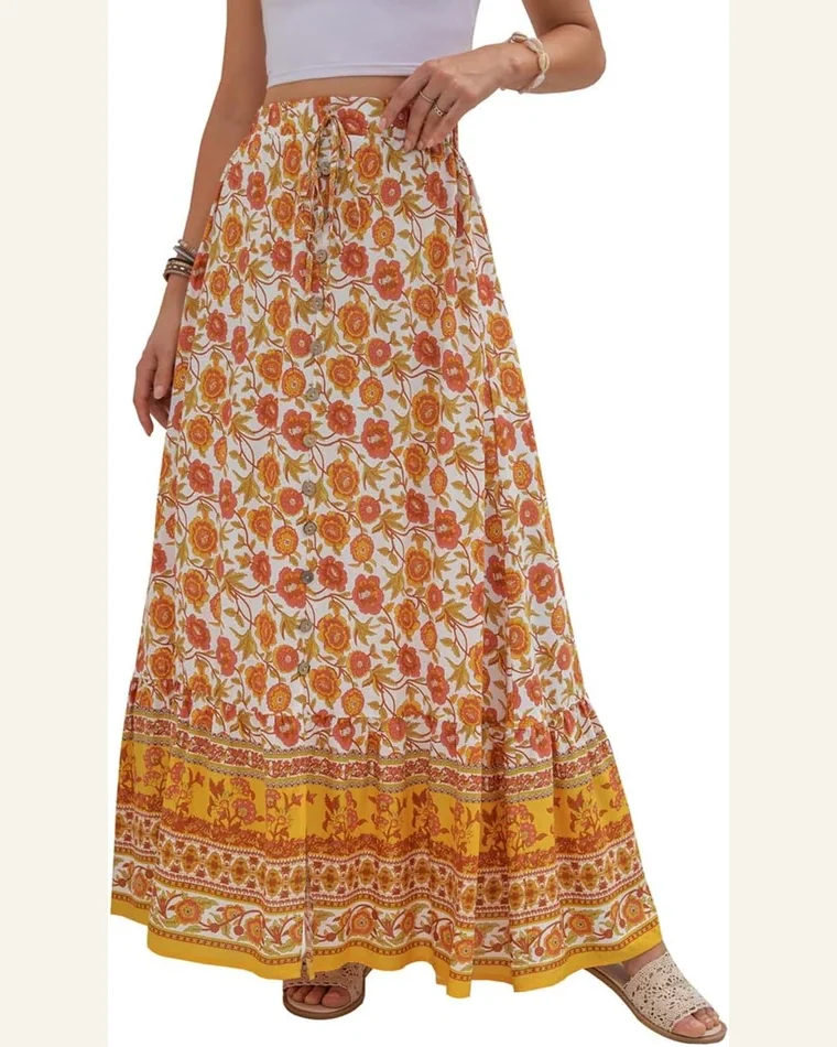 High Waist Boho Long Skirt A Line Swing by SELINK