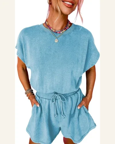 Rompers Casual Cap Sleeve Hollow Out Drawstring One, view 4