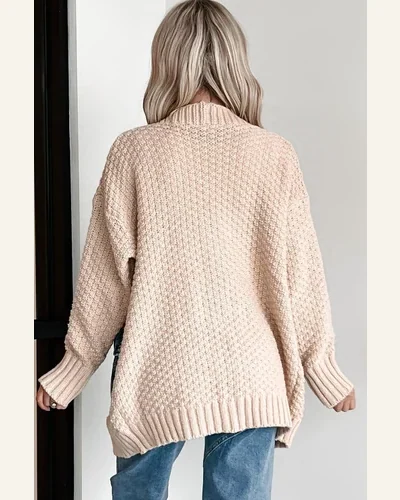 Casual Open Front Cardigan Sweater Smoke Gray Knitted, view 4