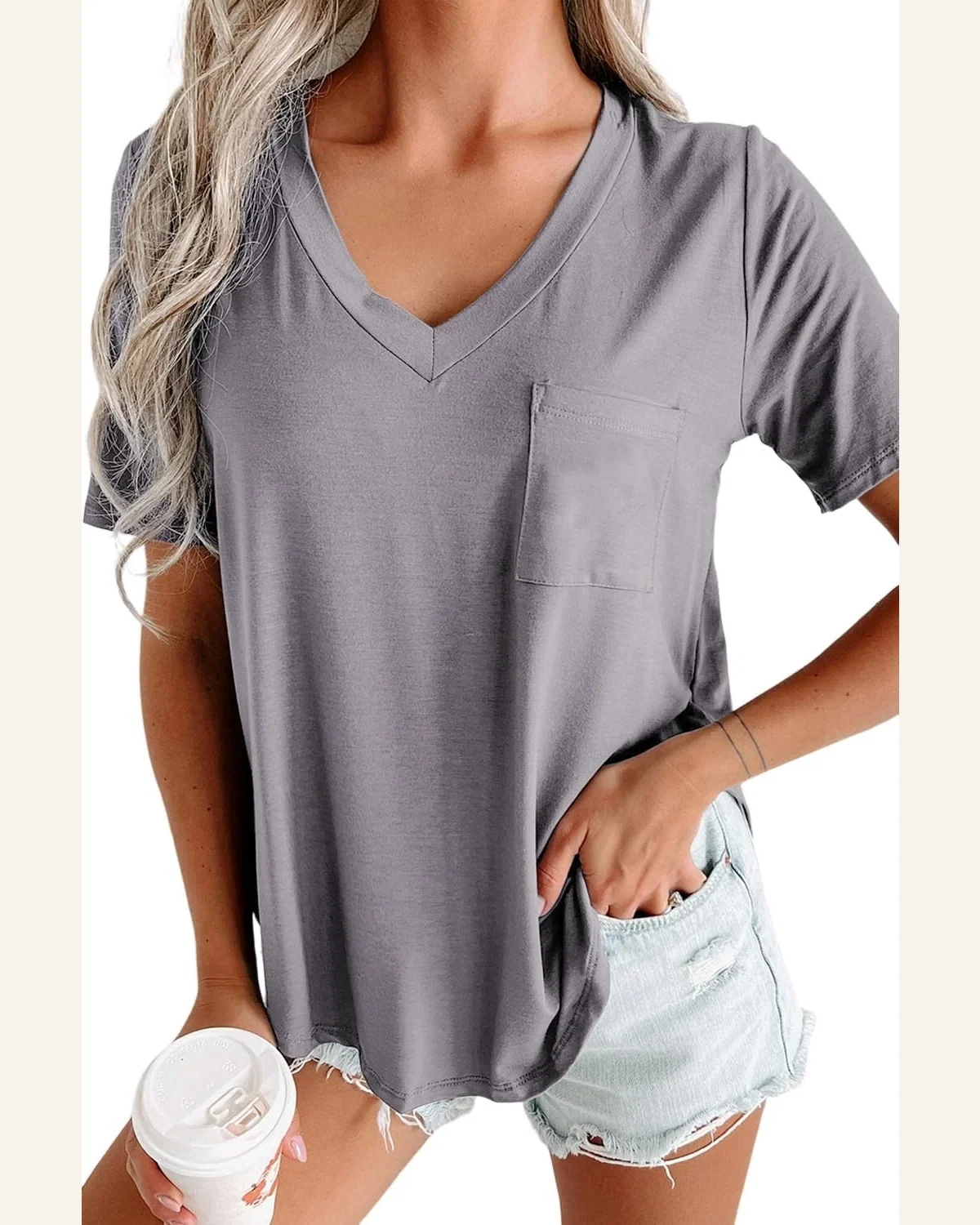 Short Sleeve T Shirt Casual Medium Grey by SELINK