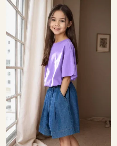 Girls Short Sleeve T Shirts Crewneck Cotton Tees, view 4