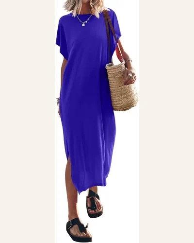 Casual Loose Pockets Long Dress Summer Beach Batwing, view 4