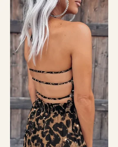 Jumpsuits Halter Neck Backless Wide Leg Jumpsuit Sleeveless, view 2
