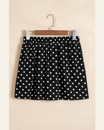 Drawstring High Waist Polka Dot Mini Skort, view 4
