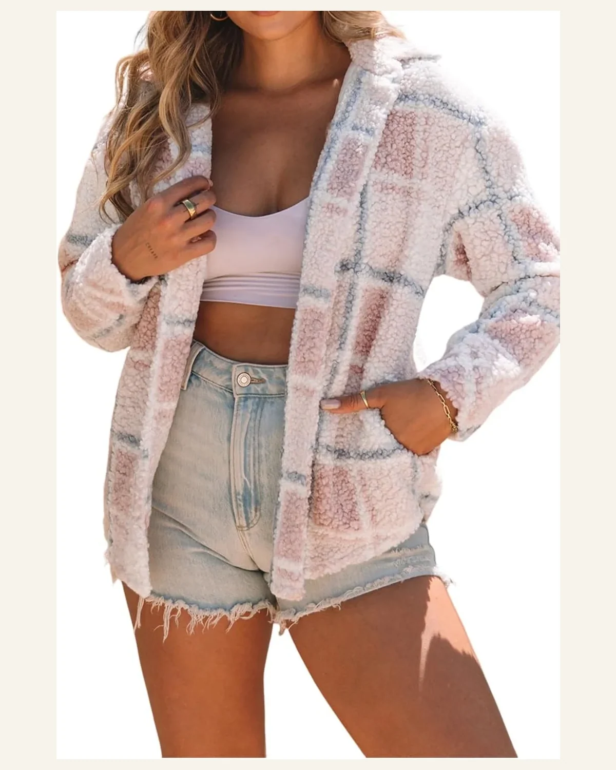 Shacket Jacket Casual Multicolor Checker Print Turn by SELINK