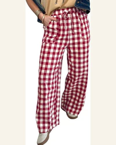 Casual Gingham Plaid High Waist Tie Front Shift Pants, view 1