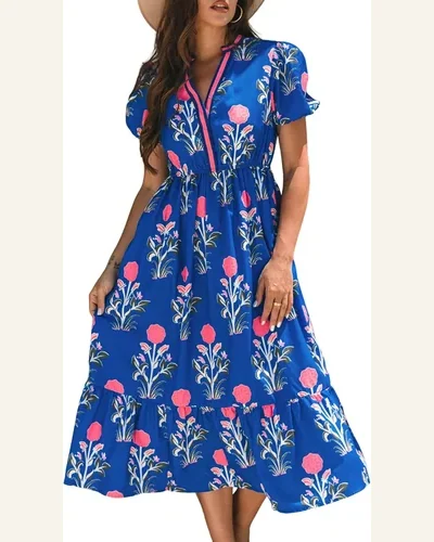 Summer Maxi Dresses 2026 Casual V Neck Puff, view 1