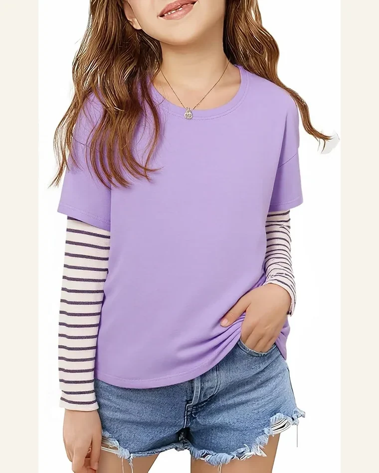 Girls Casual Sleeve T Shirt Big Kid Long by SELINK