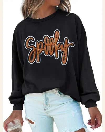Sweatshirt Oversized Crewneck Long Sleeve Pullover Top, view 4