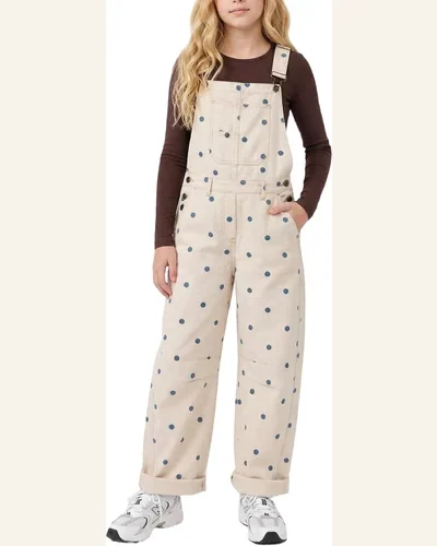 Girls Polka Dot Overalls Casual High Stretch Wide, view 4