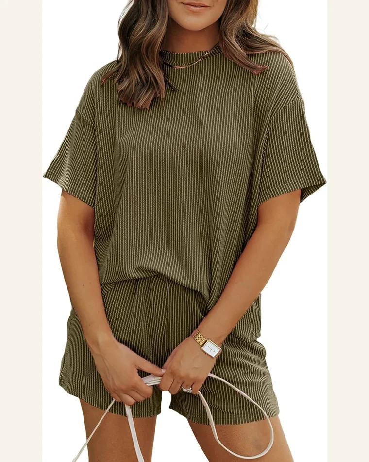2 Piece Outfits Ribbed Textured Knit Loose Fit Set by SELINK