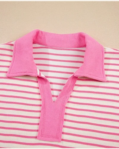Striped 2 Piece Outfits Colorblock Drop Shoulder Sweatshirts, view 4