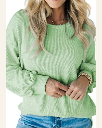Tunic Tops Casual Moonlight Jade Solid Cord Ribbed, view 1