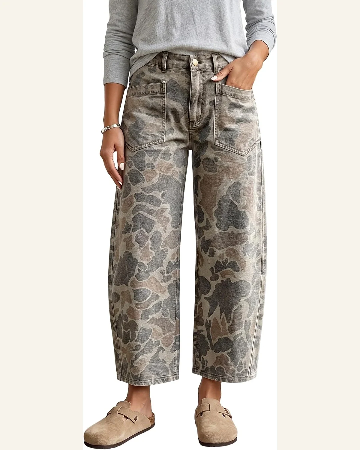 Camouflage Denim Pant Casual Ankle Length Jeans Multicolour by SELINK