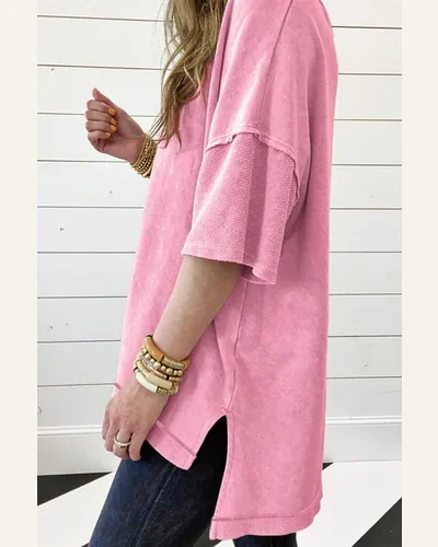 Short Sleeve T Shirt Casual Strawberry Pink Mineral, view 2