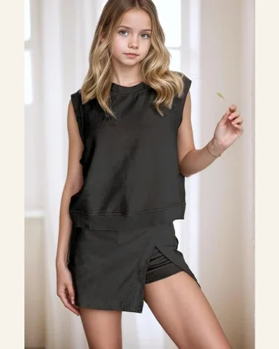 Girls Travel Outfits Summer Lounge Set Two Pieces, view 3