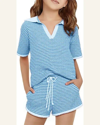 Girls Sweater Set 2 Piece Outfits Half Sleeve, view 1
