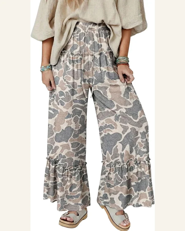 Wide Leg Pants Elastic Drawstring Casual Trousers by SELINK