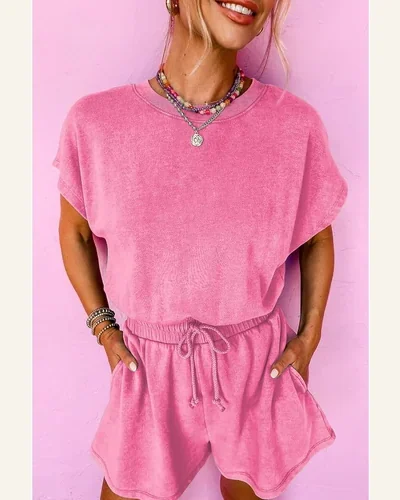 Rompers Casual Cap Sleeve Hollow Out Drawstring One, view 2