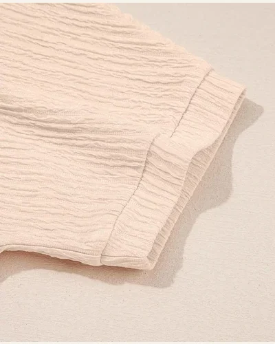 Two Piece Outfits Summer Textured V Neck Short, view 3
