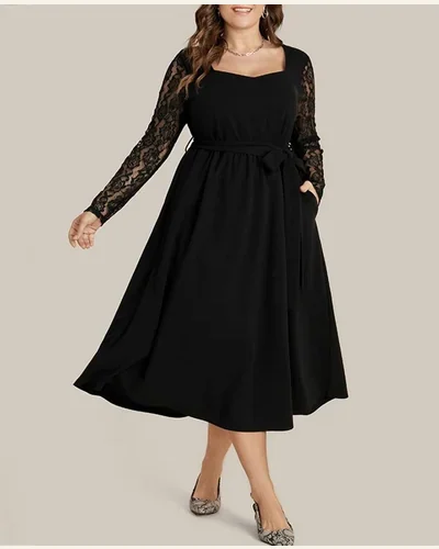 Lace Long Sleeve A Line Elegant Cocktail Party Dress, view 2