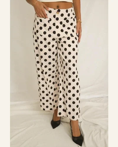 Casual White Polka Dot Pants Print Patched Pocket, view 3