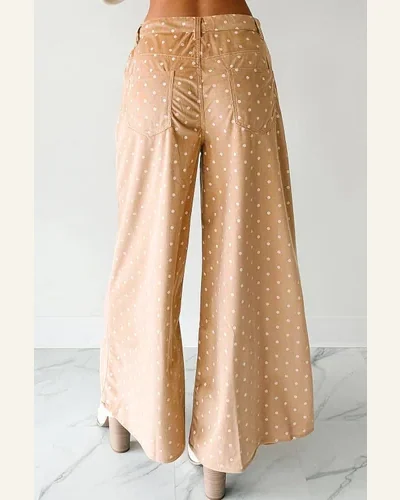 Casual Loose Khaki Polka Dot Pants Drawstring Straight, view 2