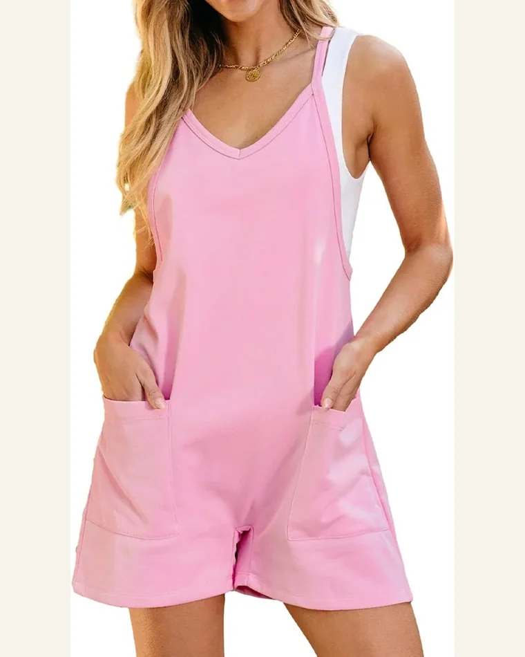 Summer Casual Rompers Sleeveless Loose Outfits Spaghetti Straps by SELINK