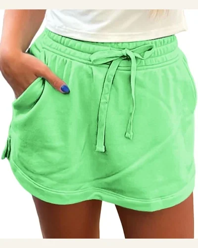 Casual Skirts Summer French Terry Drawstring Mini Skort, view 4